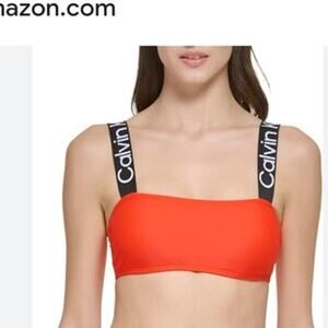 Calvin Klein Womens Swimsuit Bikini Top Logo Straps NWT Medium